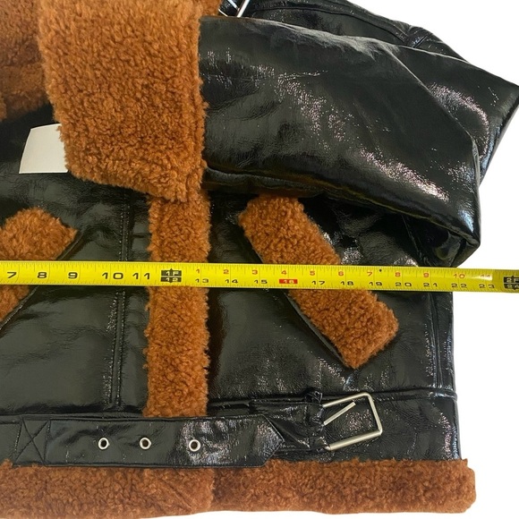 Anthropologie New Blank NYC Moto Jacket Size Small Faux Leather Faux Fur - Picture 7 of 11